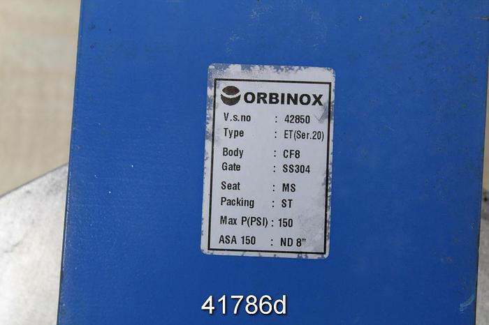 Used Orbinox ET Series 20 8" Hand Operated Knife Gate Valve #41786