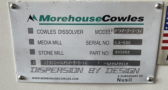 Used 5 GALLON MOREHOUSE COWLES TRIPLE SHAFT VACUUM MIXER - VISCOMAX 3V-5-5-3X - S/S - VACUUM - JACKETED