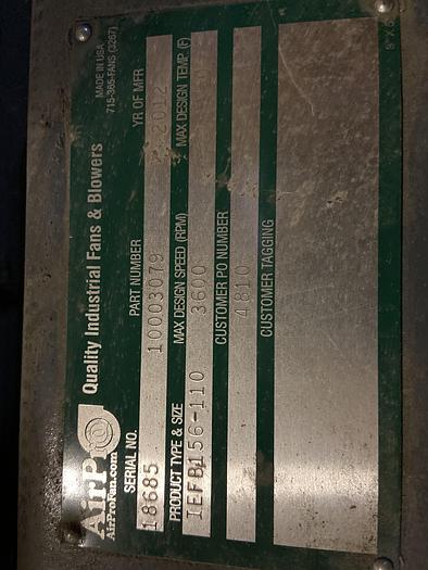 Used AIR PRO TYPE IEFB156-110 TRIM BLOWER  2012