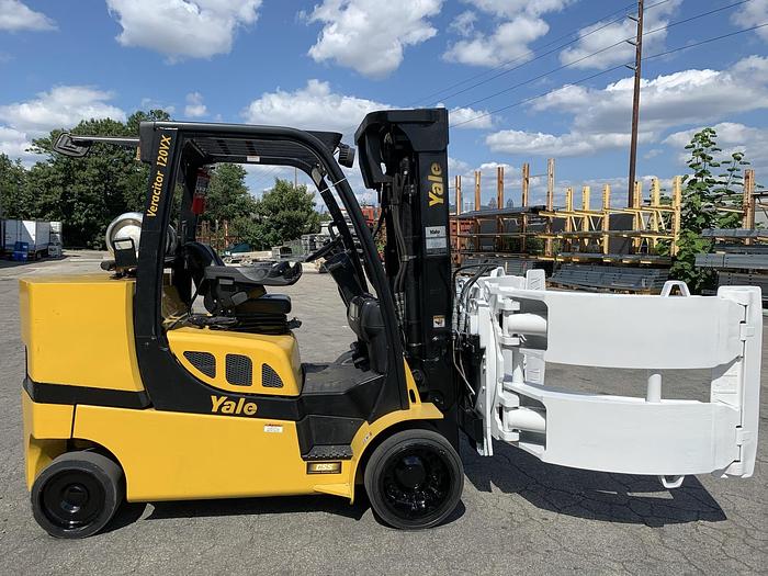 Used 12,000 POUND YALE ROLL CLAMP TRUCK W/ 72" CASCADE PAPER CLAMP