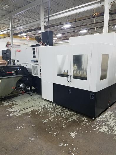 Used 2017 MAZAK DUAL TURN 200,  DUAL SPINDLE, DUAL TURRET CNC LATHE WITH GANTRY LOADER & TABLE, MAZATROL SMOOTH "C"  CONTROL