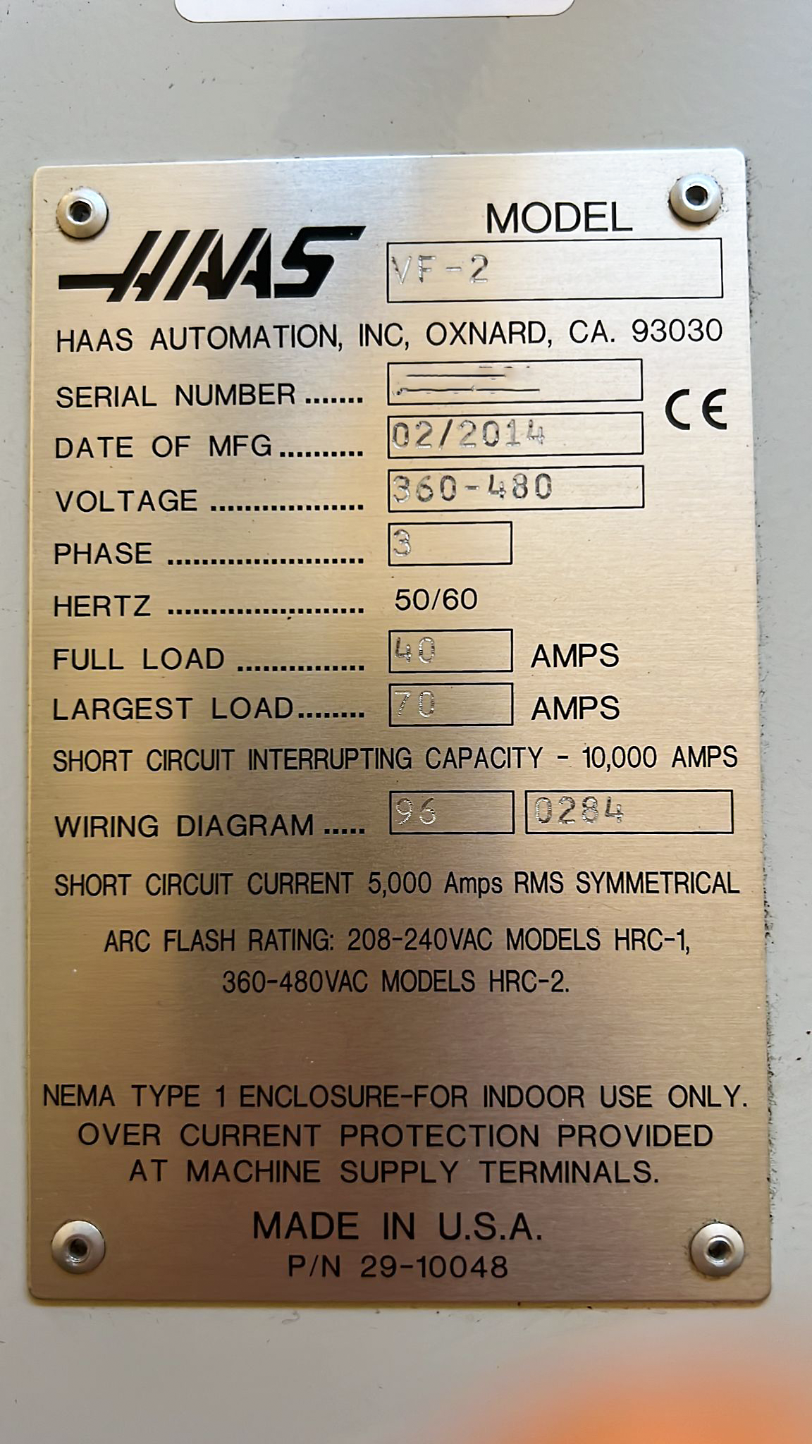 Used HAAS VF 2 - Vertical Machining Center - 2014