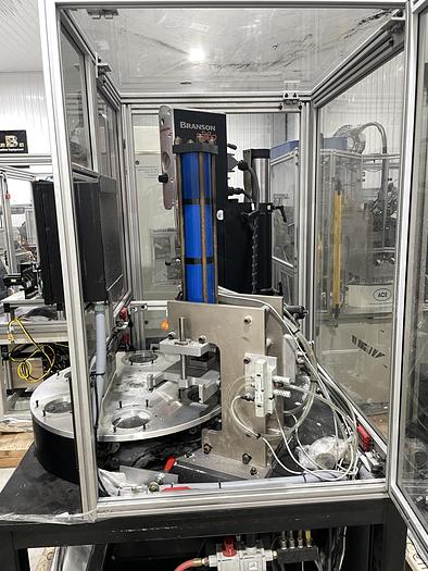 Used BRANSON S40 ROTARY 2000X ULTRASONIC WELDER SYSTEM CELL 20:4.0 4000 WATT WITH CAMCO 6 POSITION INDEX TABLE AND PNEUMATIC PRESS  Title *