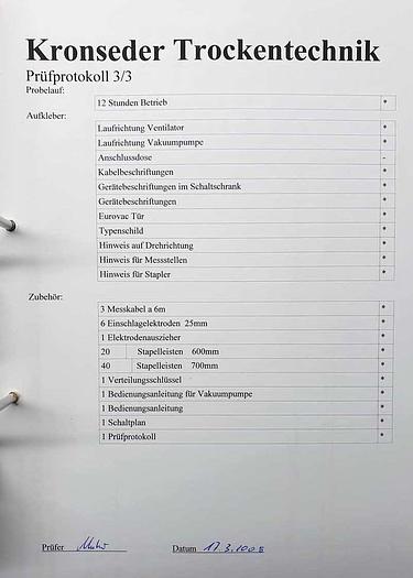 Used 2008 Kronseder Germany EUROVAC Kronseder KIT 150 Vacuum interval dryer KIT