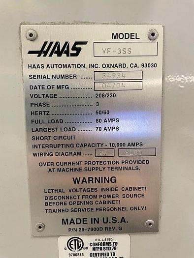 Used 2011 HAAS VF-3SS