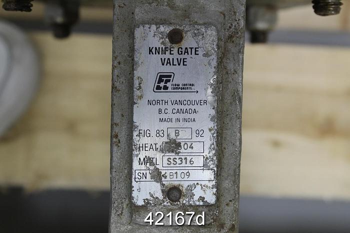 Used Flow Control Componets 83B92 14" Hand Operated Knife Gate Valve #42167