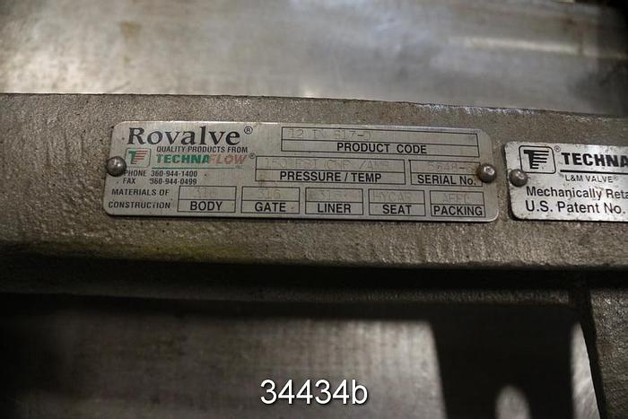 Used Rovalve 12" Hand Operated Knife Gate Valve #34434