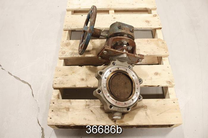 Used Neles Jamesbury 815L-11-3600MT 6" Hand Operated Wafer Sphere Butterfly Valve #36686