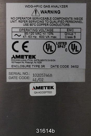 Used Ametek Thermox WDG-HP Flue Gas Analyzer #31614