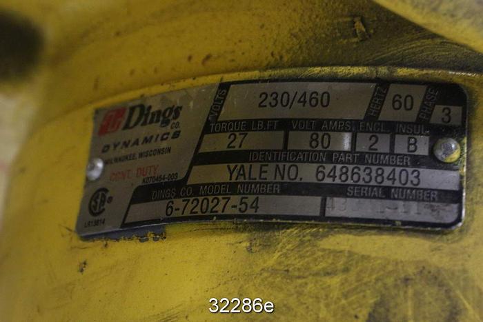 Used Yale 648638403 7.5 Ton Hoist With 7.5 Hp Wind-up Motor #32286