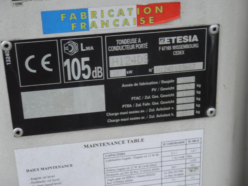 Used Etesia H124DS Mower