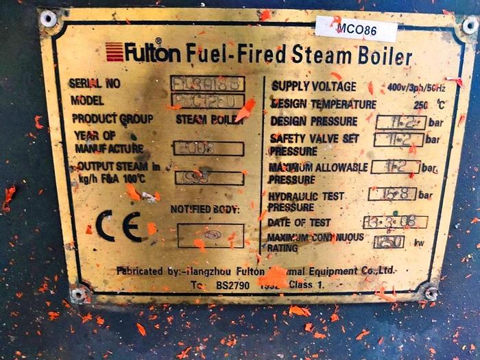 Used 2008 Fulton RBC1250 fuel-fired steam boiler
