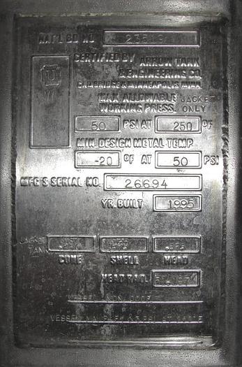 Used 1500 LITER / 400 GALLON BUHLER VACUUM MIXER – S/S – VACUUM – JACKETED