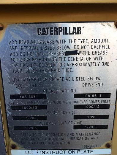 Used Caterpillar 1025kW 3512 Prime Power Oversized Double Bearing Generator End