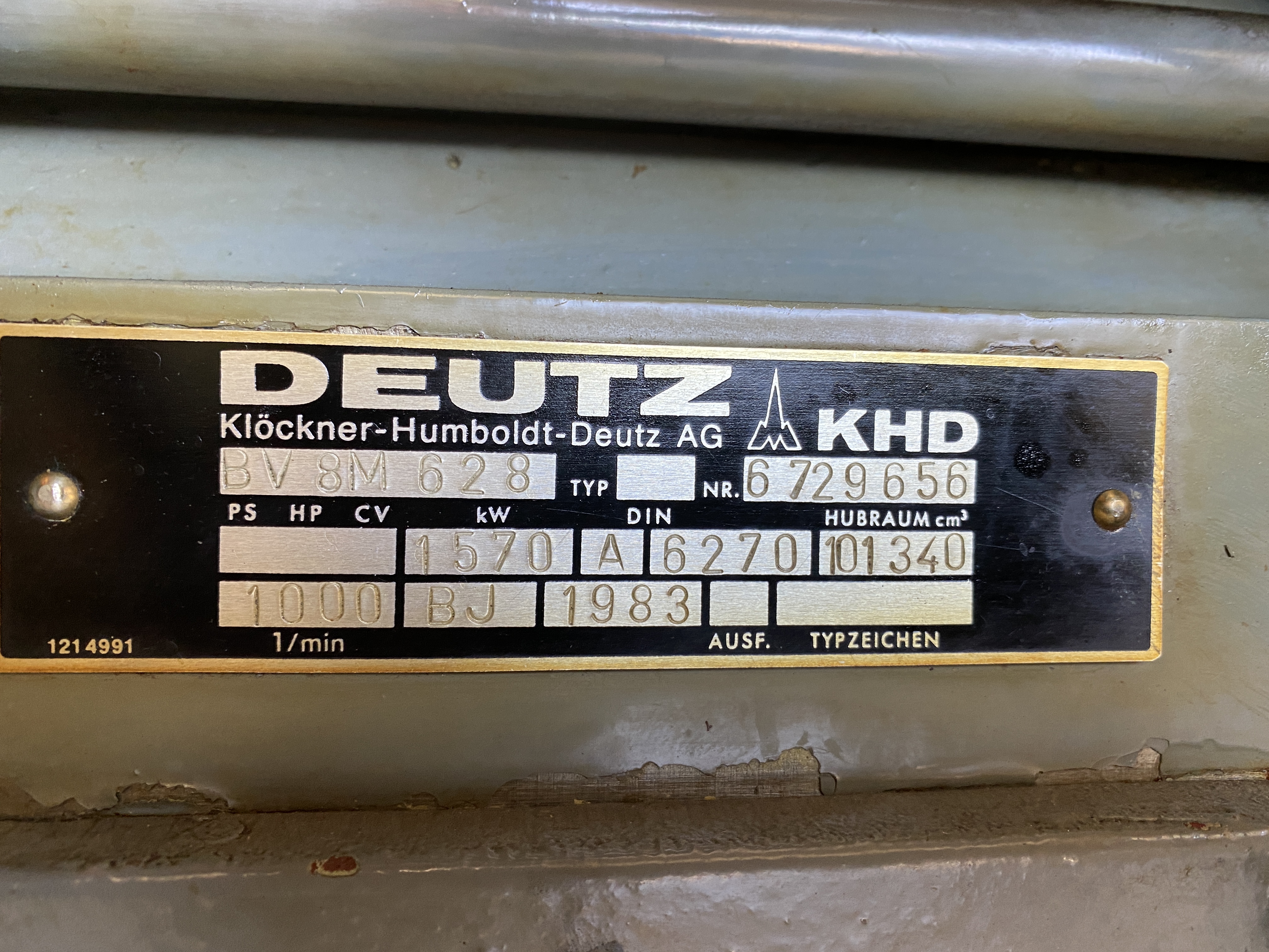 Used DEUTZ BV8M628 / PILLER 1600KVA