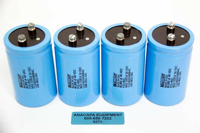 MALLORY Electrolytic Capacitor 40.000uF, 40 Vdc, POS+85ºC. Lot of 4 . New(9275)K