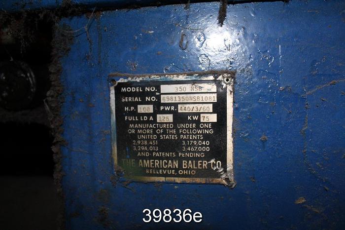 Used American Baler Co. Model 350 NSB Top Fed Horizontal Baler #39836