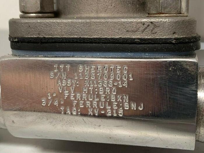 Used ITT Sherotec 3-Way 316L SS Valve w/ 1" & 2" Sanitary Fittings & Position Monitor