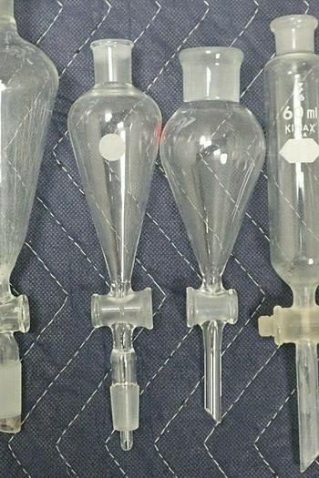 Used Lot of 11 Pyrex 6340 Kimax Kontes 500ml 125ml 60 ml Separatory Funnels