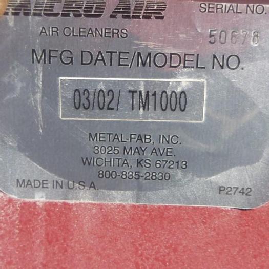 Used Dust Collector, Fume Extractor, Micro Air, Mdl TM 1000 #S743464