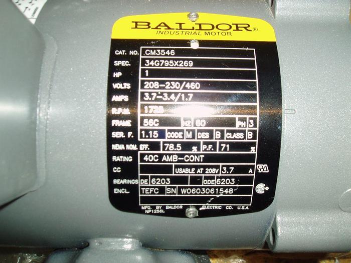 Used Motor, 1 HP, Baldor, 1750 RPM Out, 208-230/460V (2) #S743674