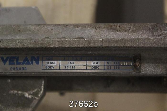 Used Velan 3" Hand Operated Knife Gate Valve, L10-0320C-13BL #37662