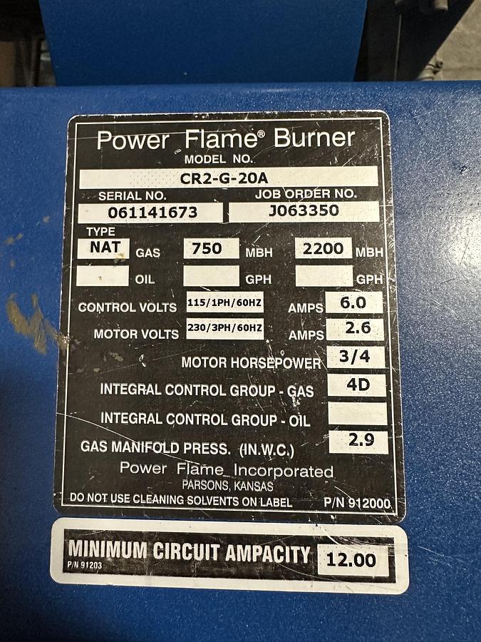 Used Ludell 2.2mmBTU Water Heater w/tank