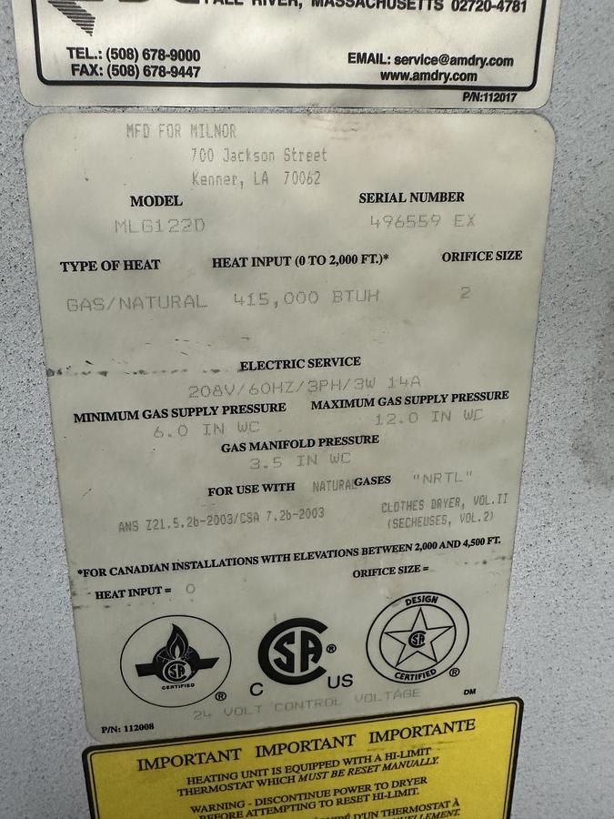 Used ADC/MILNOR MLG-122D