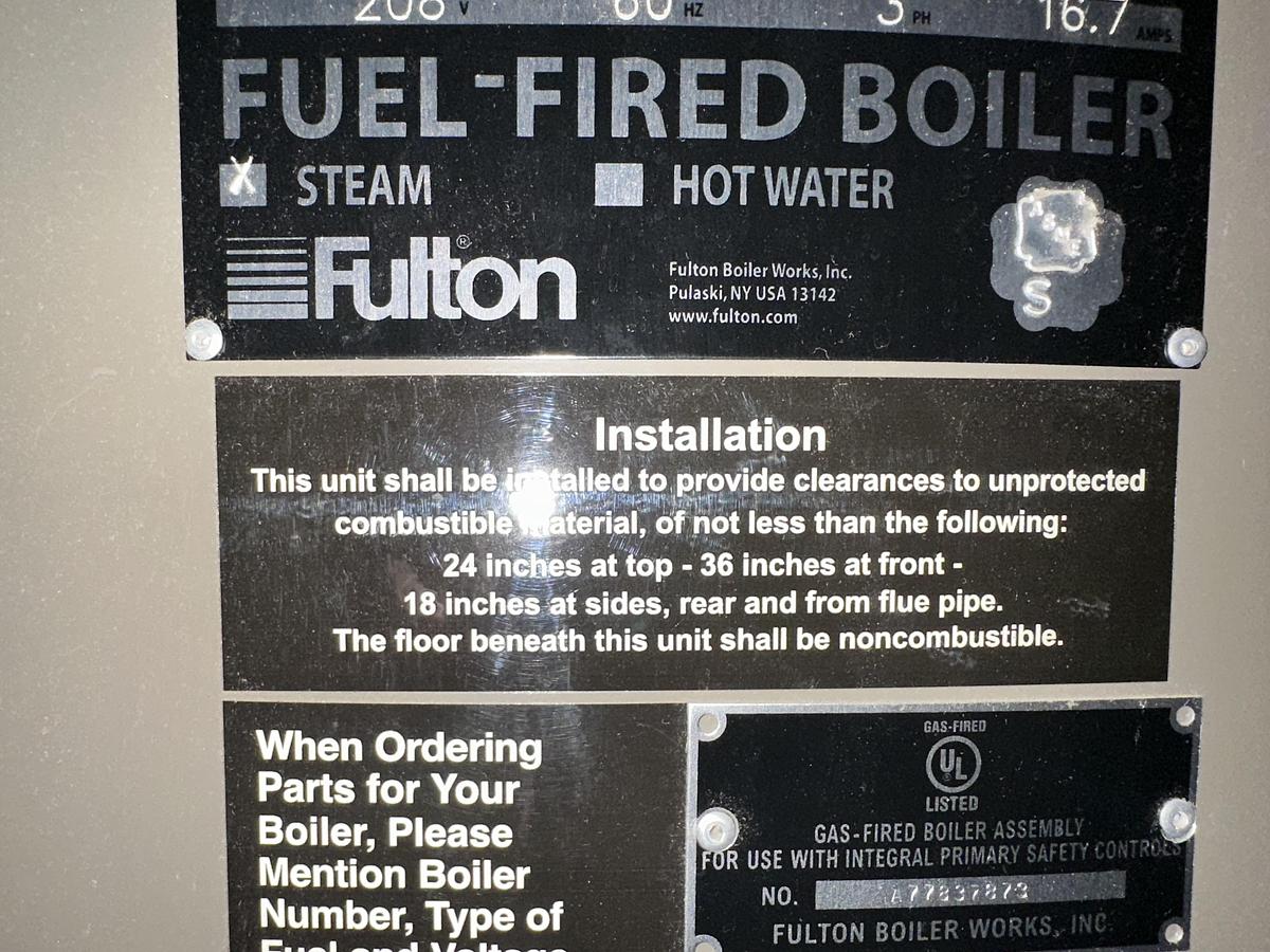 Used 2016 FULTON VMP 100 STEAM BOILER