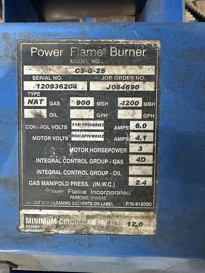 Used 2009 Hurst 100HP steam boiler