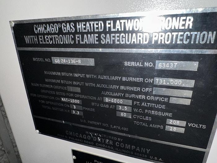 Used Chicago 24" x 136" gas ironer