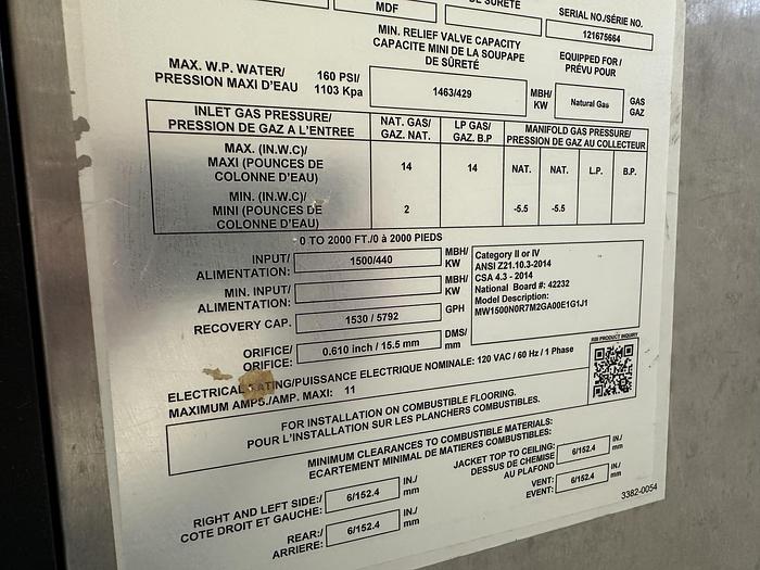 Used RBI water heater with storage tank