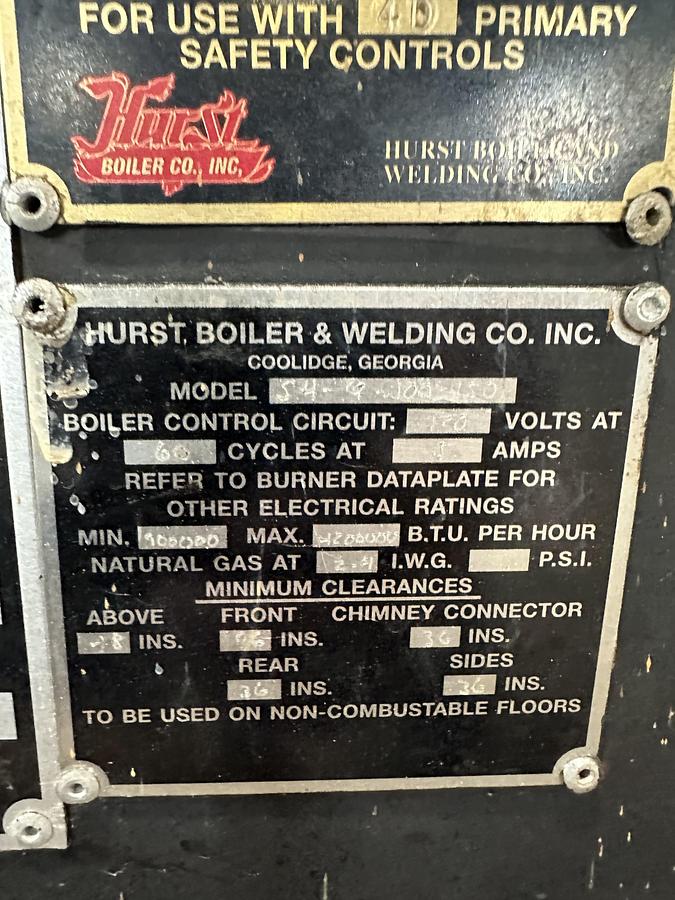 Used 2009 Hurst 100HP steam boiler