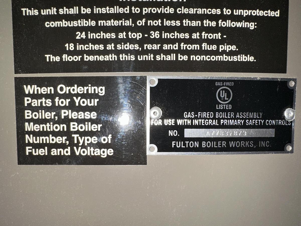 Used 2016 FULTON VMP 100 STEAM BOILER