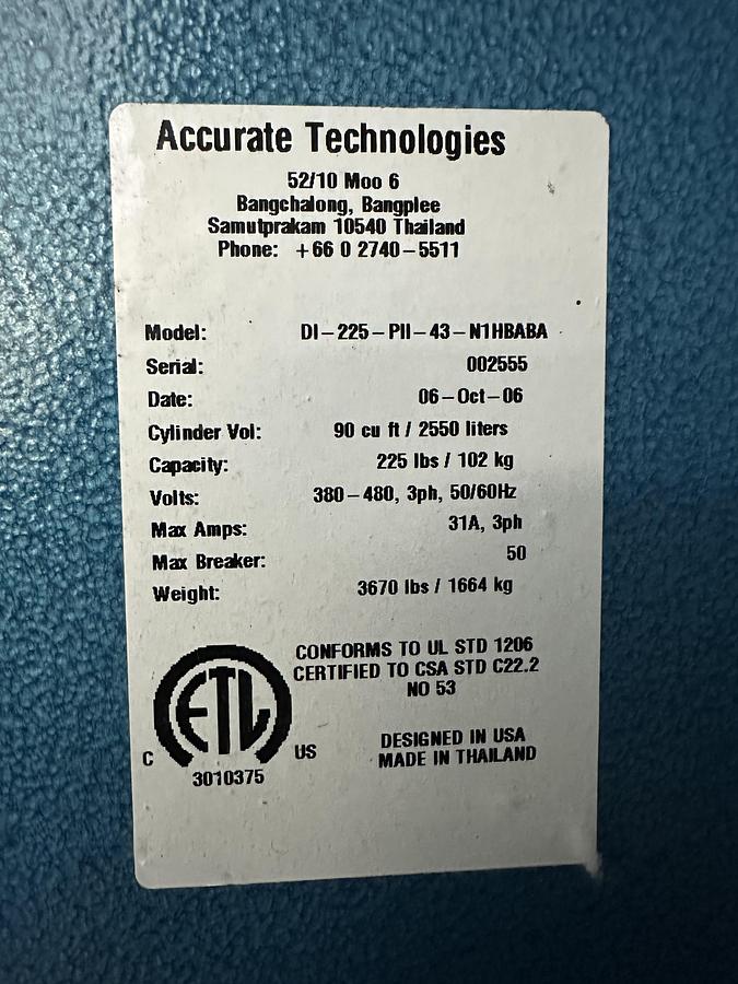 Used 2006 B&C Technologies DI-225 gas dyer