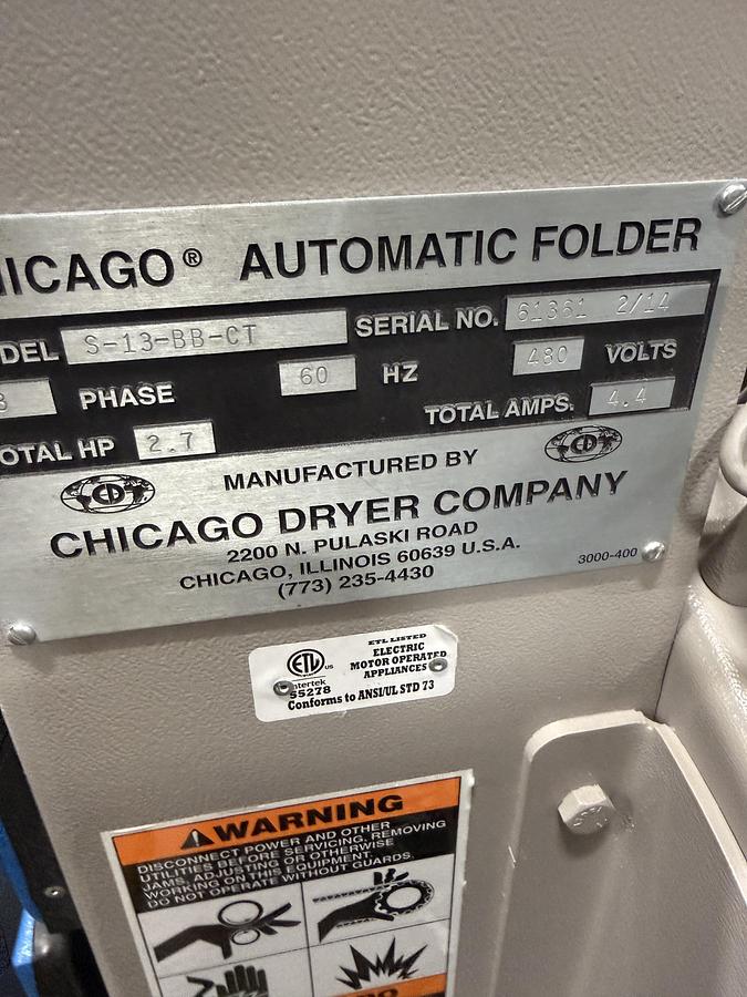 Used 2014 Chicago Dryer Blanket Blaster
