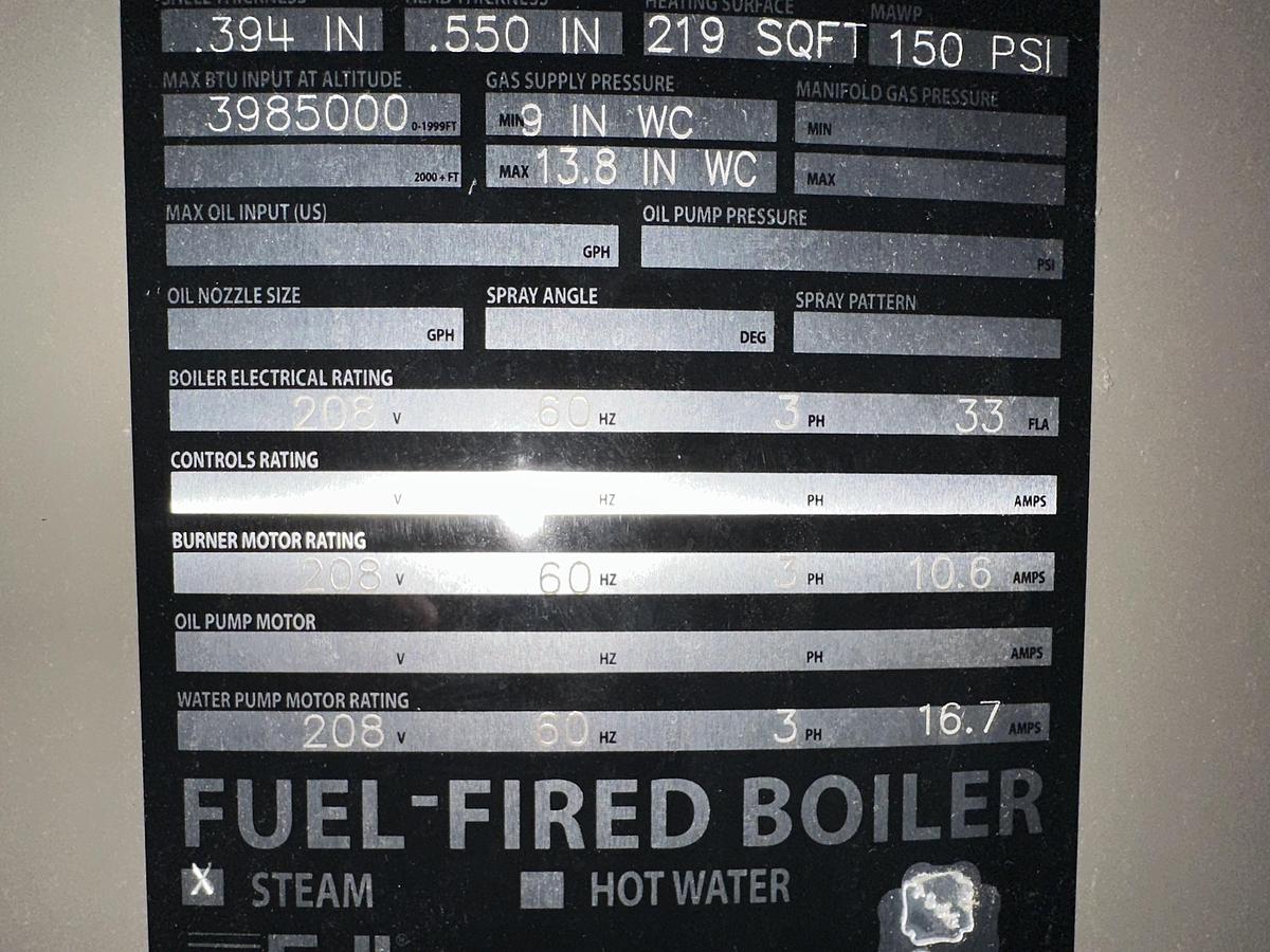 Used 2016 FULTON VMP 100 STEAM BOILER