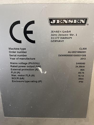 Used 2013 Jensen CL500 Slim Line Batch washer