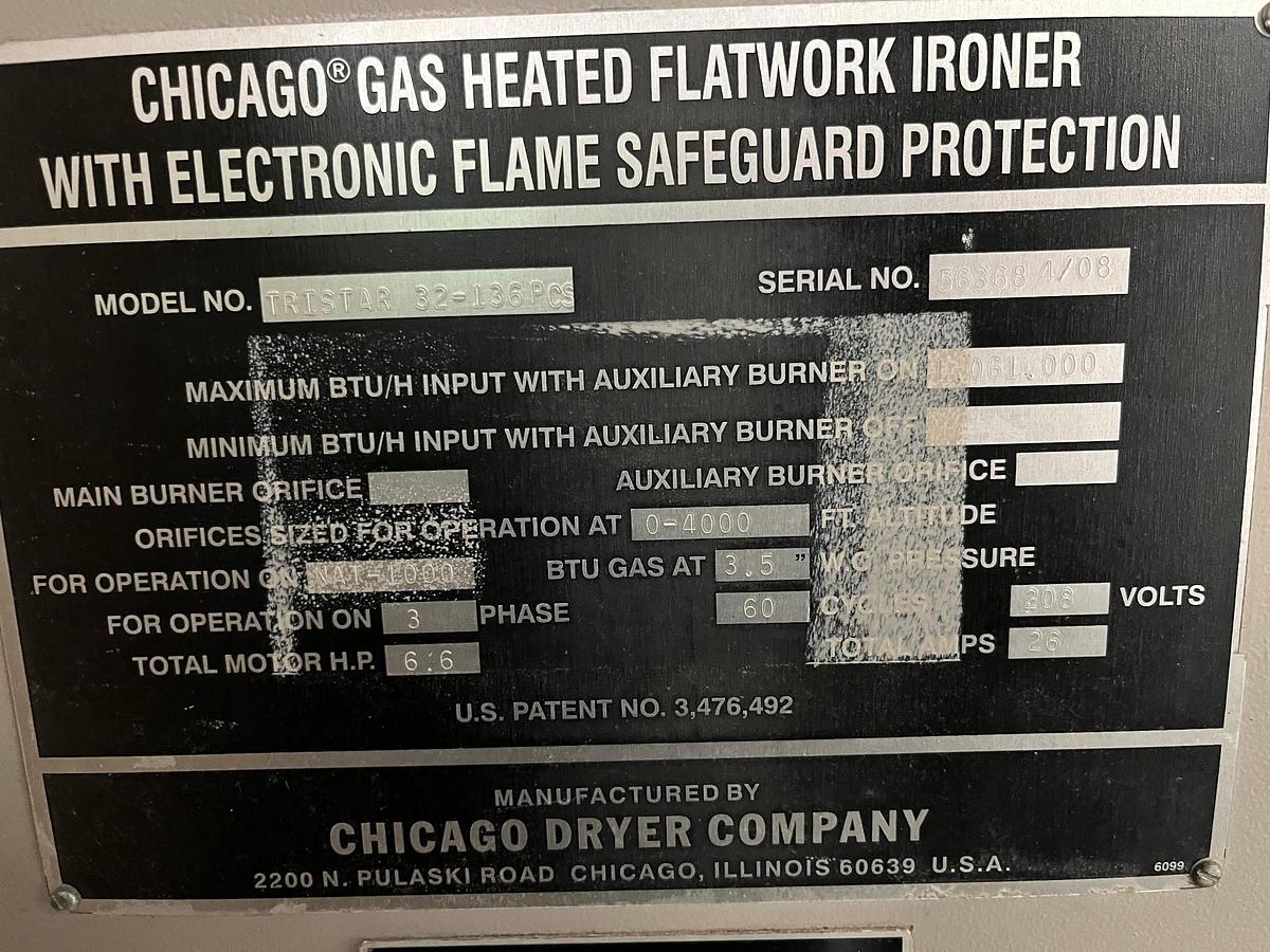 Used 2008 Chicago Dryer Tristar 32-136 PCS