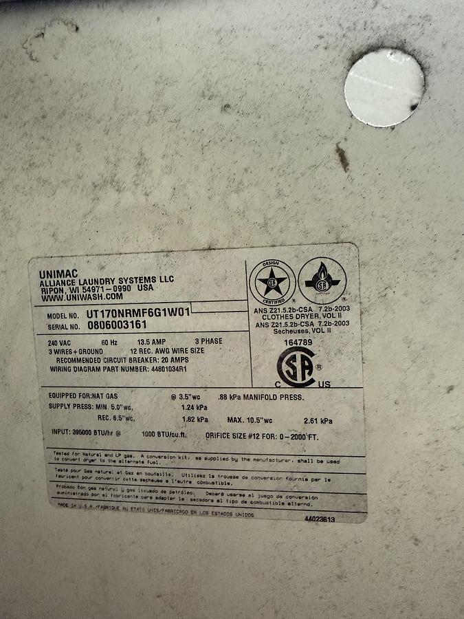 Used 2008 Unimac UT170NRMF6G1W01