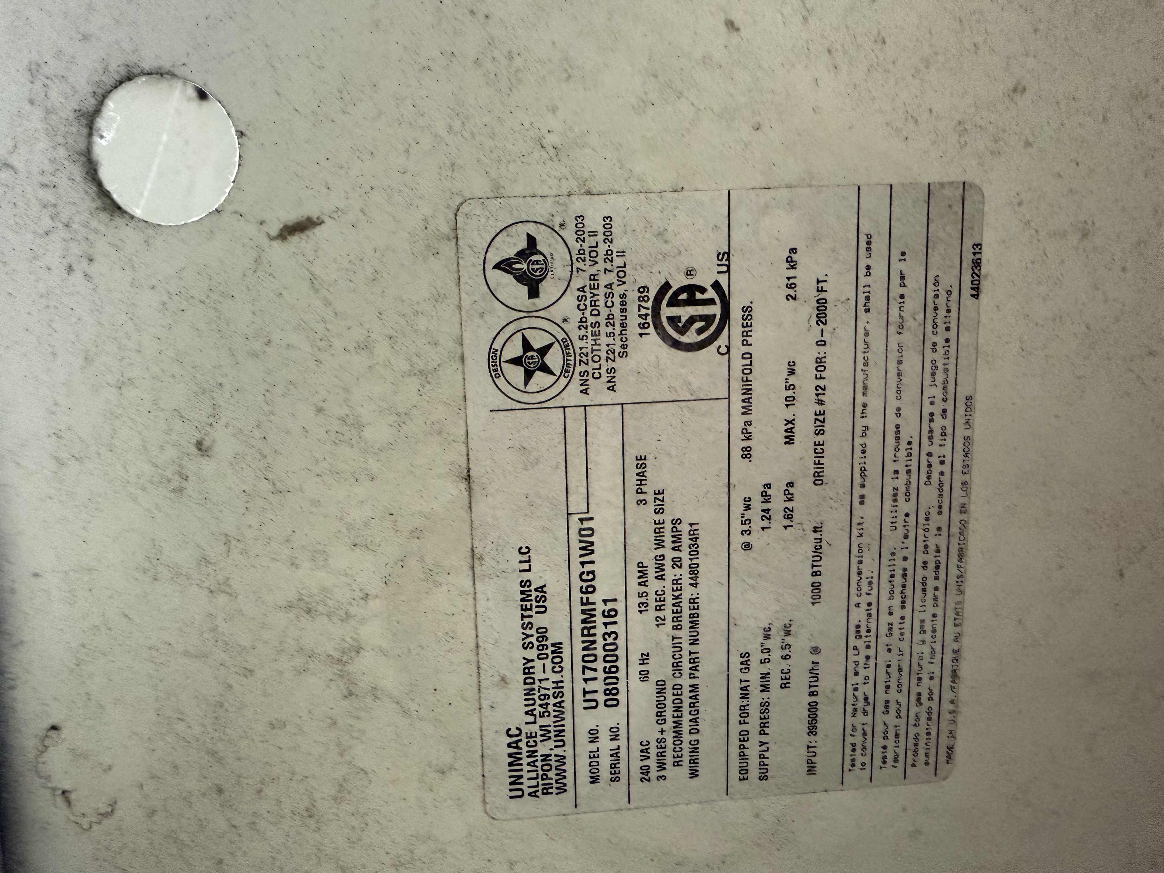 Used 2008 Unimac UT170NRMF6G1W01