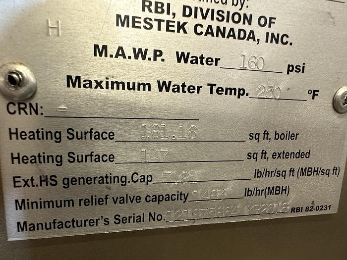 Used RBI water heater with storage tank