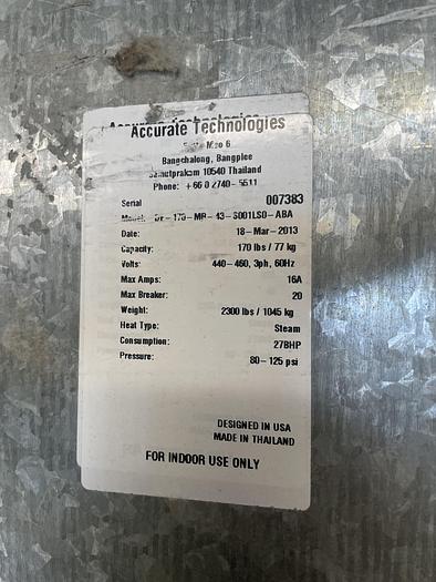 Used 2013 B&C 170LB STEAM DRYER (4 AVAILABLE)