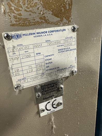 Used Milnor CBW system dryers (5 available) with Autolint