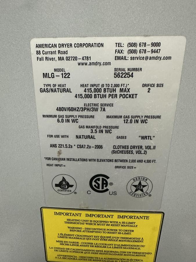 Used ADC/MILNOR MLG-122