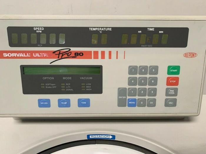 Used Sorvall Dupont Ultra Pro 80 Digital Refrigerated Centrifuge 200-240V Max RPM 80K