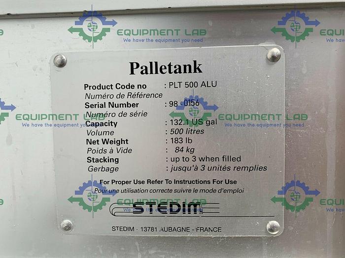 Used Palletank PLT 500 ALU 500 Liter Storage Tote