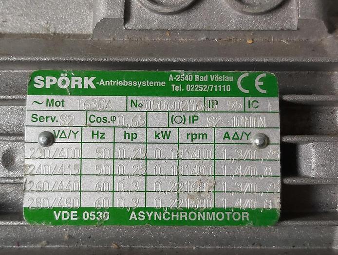 Winkelgetriebemotor, SFK40-N0.18/4-63B14, 17,5 U/Min., Spörk, neuwertig
