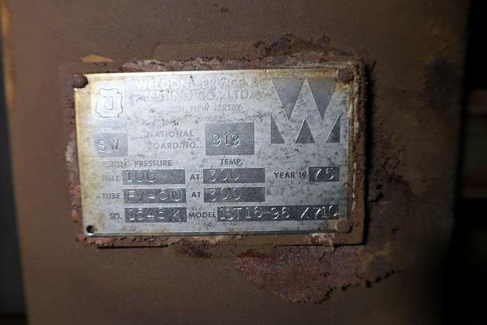 Used WELDON 1ST16-96X710 S/S TUBE TYPE HEAT EXCHANGER