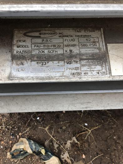 Used 2001 20,000 SCFH Ambient Vaporizer